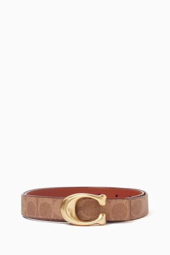Sculpted Signature Buckle Reversible Belt