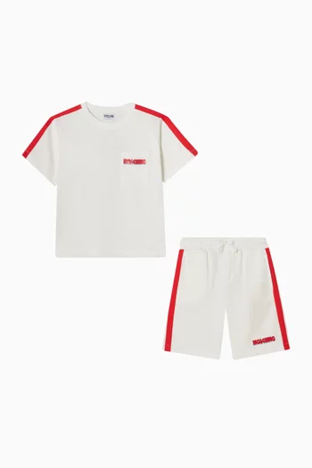 Contrast Stripe T-shirt & Shorts Set