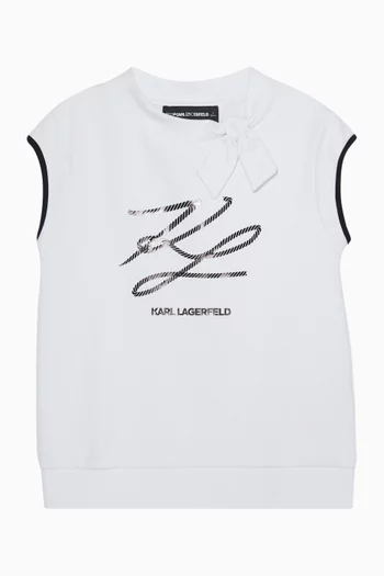 Bow-neck T-shirt in Cotton