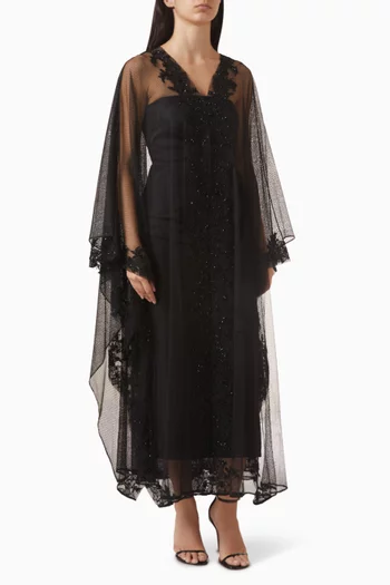Sequin-embellished Cape Abaya