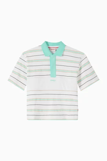 Stripe Logo Polo Shirt in Cotton