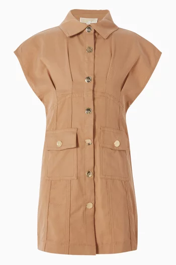 Pleated Shirt Dress in Lyocell