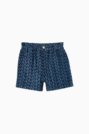 Monogram Shorts in Cotton-denim