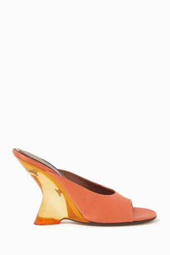 Wedge Mules in Satin & Plexi