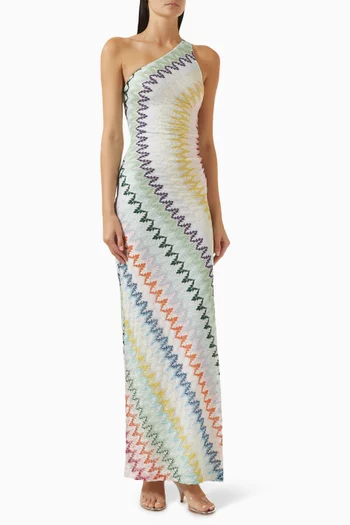 One-shoulder Dress in Rayon Blend