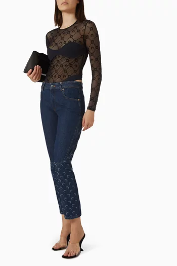 Monogram Flock Bodysuit in Mesh