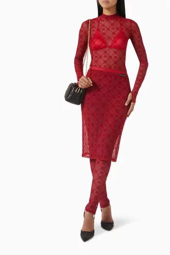 Moon-motif Skirt Pants in Mesh