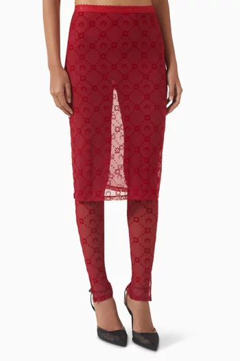 Moon-motif Skirt Pants in Mesh