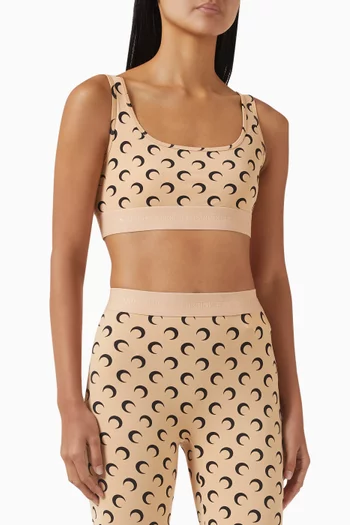 Moon-print Sports Bra in Jersey