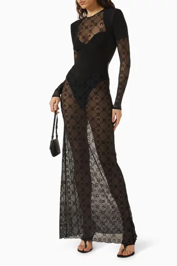 Layered Catsuit Dress in Mesh