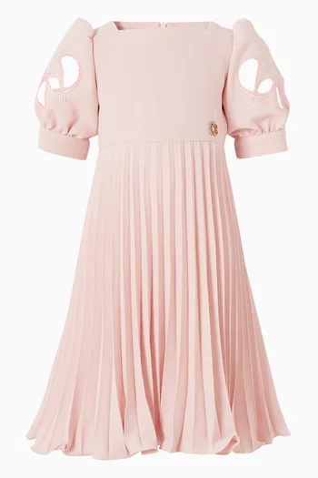 Embroidered Pleated Dress