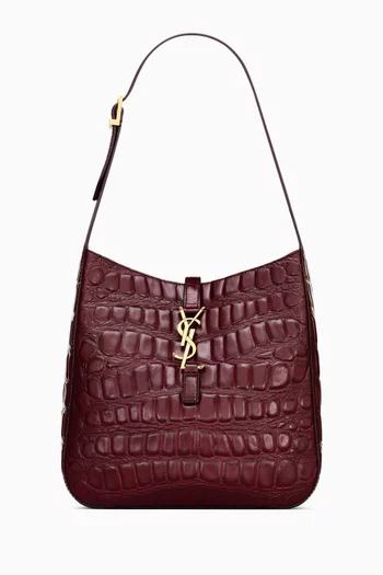 Small Le 5 À 7 Supple Bag in Crocodile-embossed leather