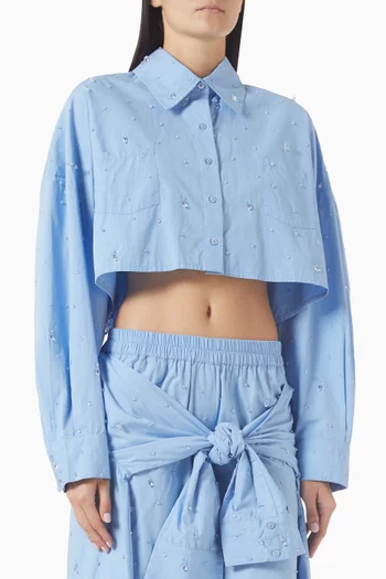 Embellished Crop Shirt in Cotton