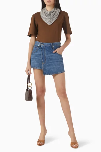 Embellished-scarf T-shirt