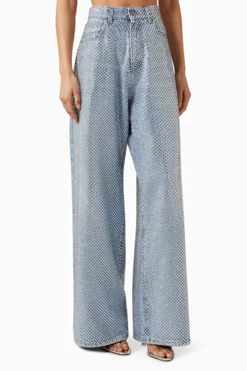 Crystal-embellished Wide-leg Jeans