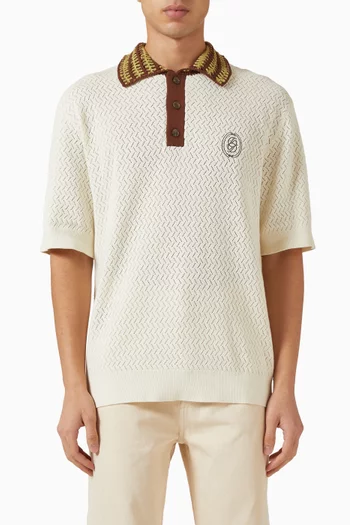 Maille Ajoure D'Miroir Polo T-shirt in Crochet-knit