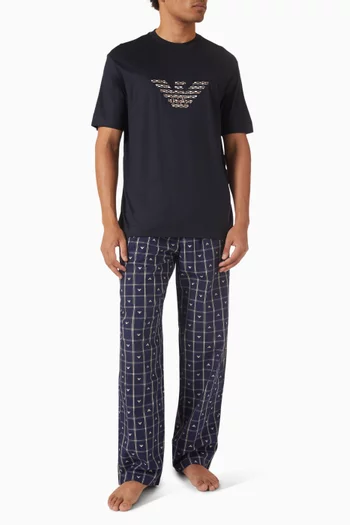 Jacquard Logo Pyjama Pants in Cotton
