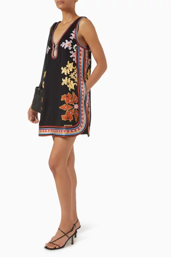 Moonlit Embroidered Dress in Viscose Blend