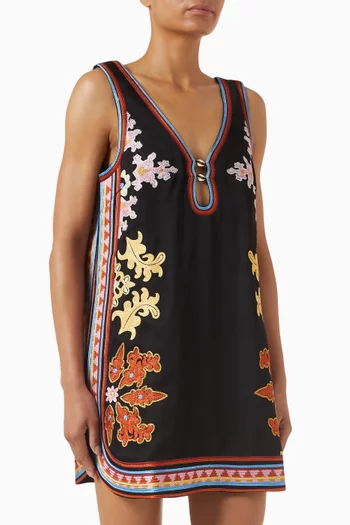 Moonlit Embroidered Dress in Viscose Blend