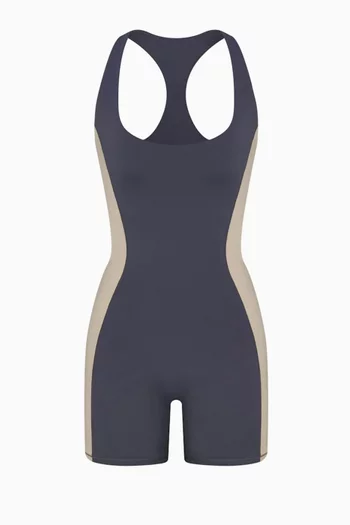 Matte Shine Mix T-back One-piece