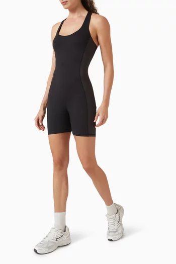 Matte Shine Mix T-back One-piece