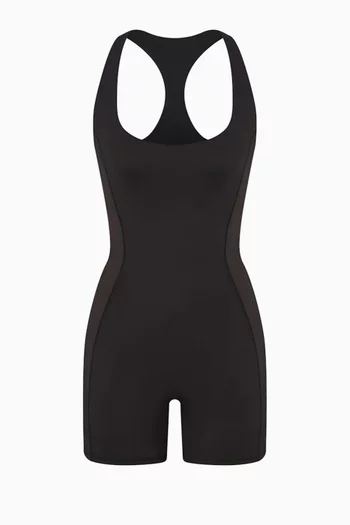 Matte Shine Mix T-back One-piece