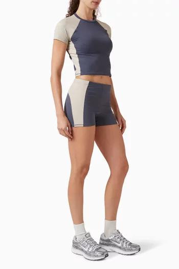 Matte Shine Mix Short Sleeve Crop Top