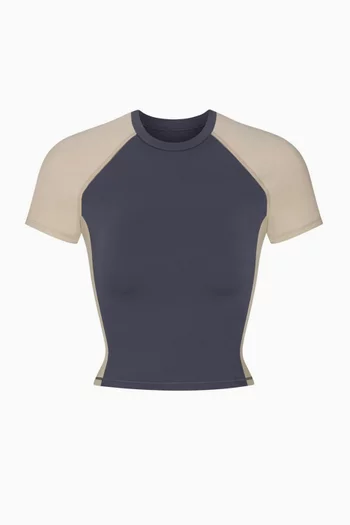 Matte Shine Mix Short Sleeve Crop Top
