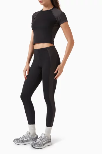 Matte Shine Mix Short Sleeve Crop Top