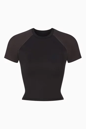 Matte Shine Mix Short Sleeve Crop Top