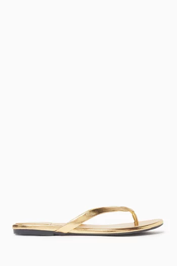 Kierra Thong Sandals in Metallic Leather