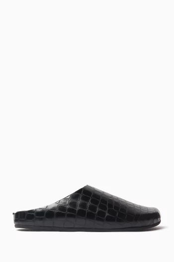 Content Clogs in Croc-embossed Leather