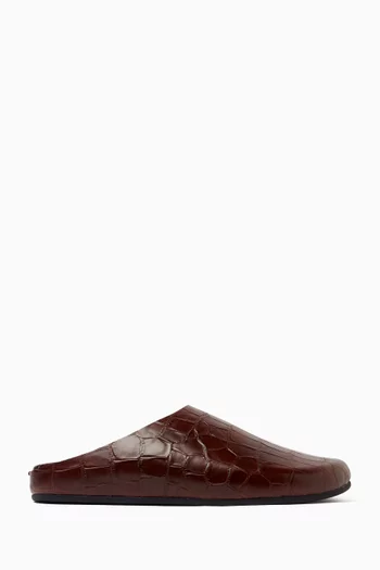 Content Clogs in Croc-embossed Leather
