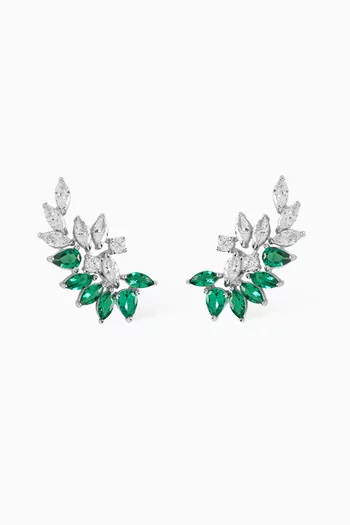 Marquise Winged Earrings in Rhodium-plated Brass
