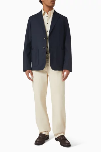 Wave-embroidered Shirt in Cotton-poplin