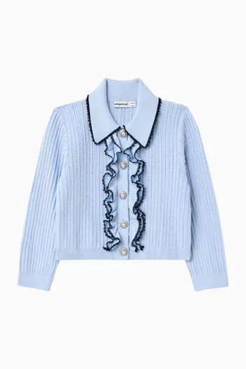 Frill Trim Cardigan in Viscose Blend