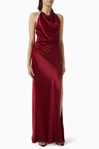 Peta Open-back Dress in Satin