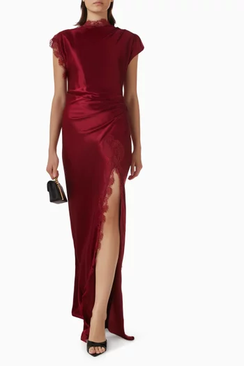 Martha Lace-trim Slit Dress