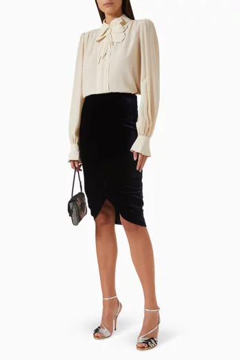 Embroidered Flower Top in Crepe de Chine Silk