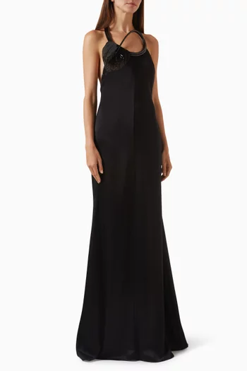 Leather Leaf Halter Neck Gown