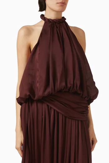 Luna Billow Halterneck Top in Silk