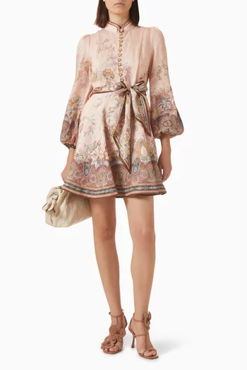 Alchemy Button Mini Dress in Linen