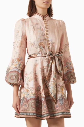 Alchemy Button Mini Dress in Linen