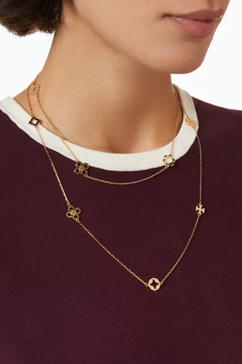 Forget Me Not Long Necklace in 18kt Gold-plated Brass