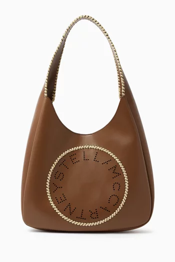 Large Logo Hobo Bag in Eco Alter Mat & Raffia Braid