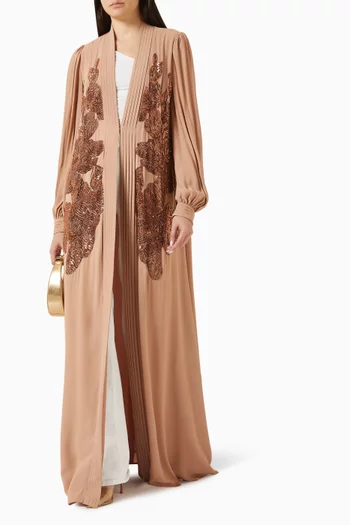 Floral-embroidered Abaya in Georgette