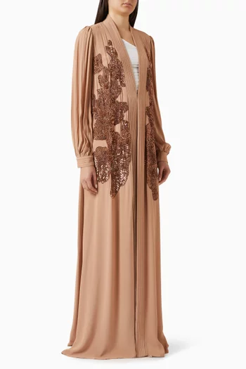 Floral-embroidered Abaya in Georgette