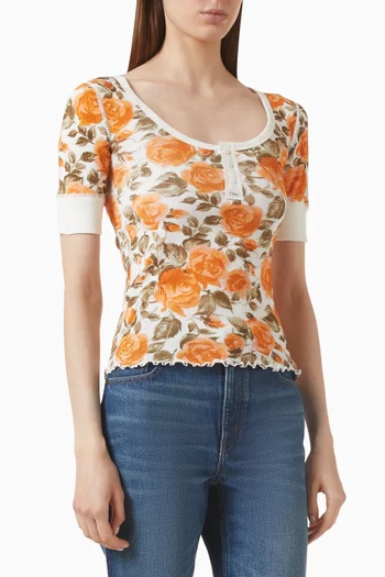 Rose-print Top in Cotton