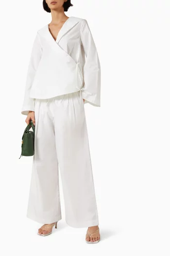 Sailor Wrap Shirt in Cotton Poplin