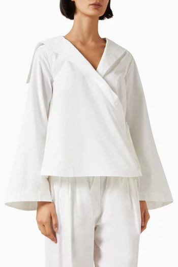 Sailor Wrap Shirt in Cotton Poplin